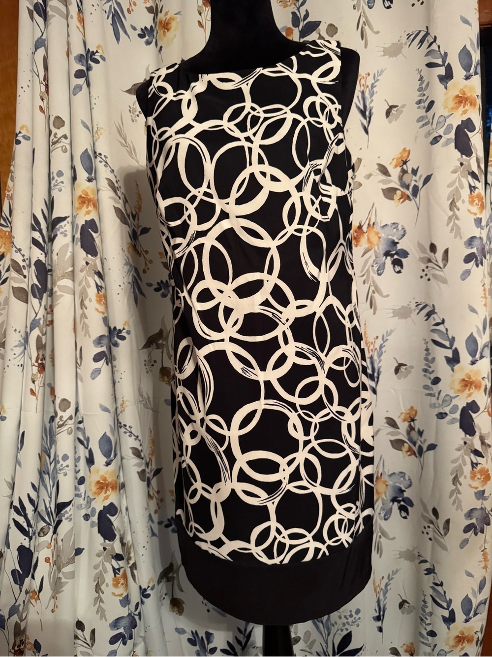 AGB Dress with Black & White Abstract Print